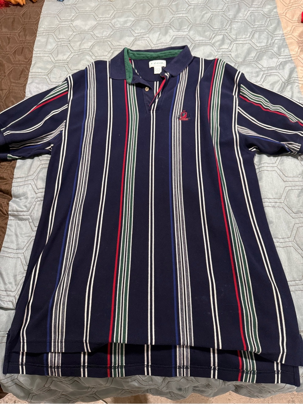 Vintage IZOD Men’s Vertical Stripe Polo Shirt Size XL 90s Rare